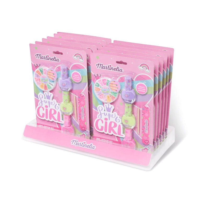Super Girl Nail Design Kit – Βερνίκια Νυχιών 3 x 4ml Λίμα Νυχιών Stick Μανικιούρ & Αυτοκόλλητα